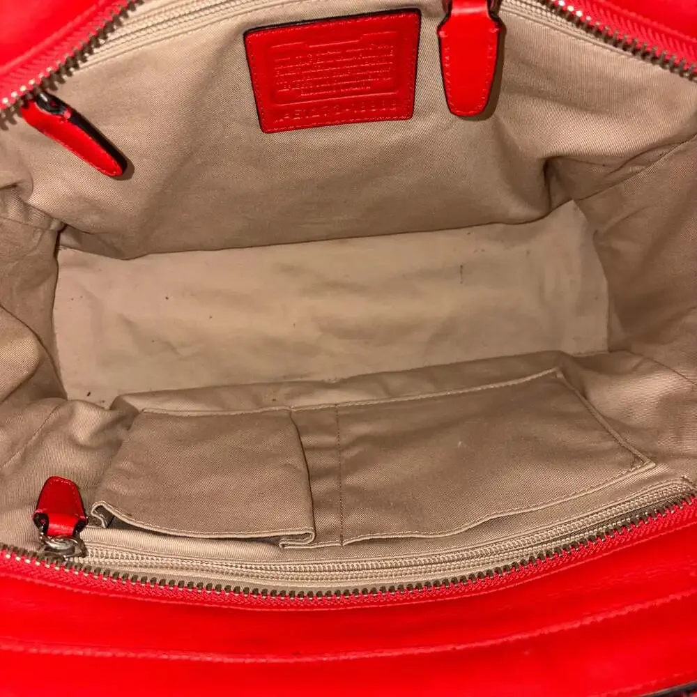 Coach Legacy Ocelot Candace Satchel Red Leather and Print Bag